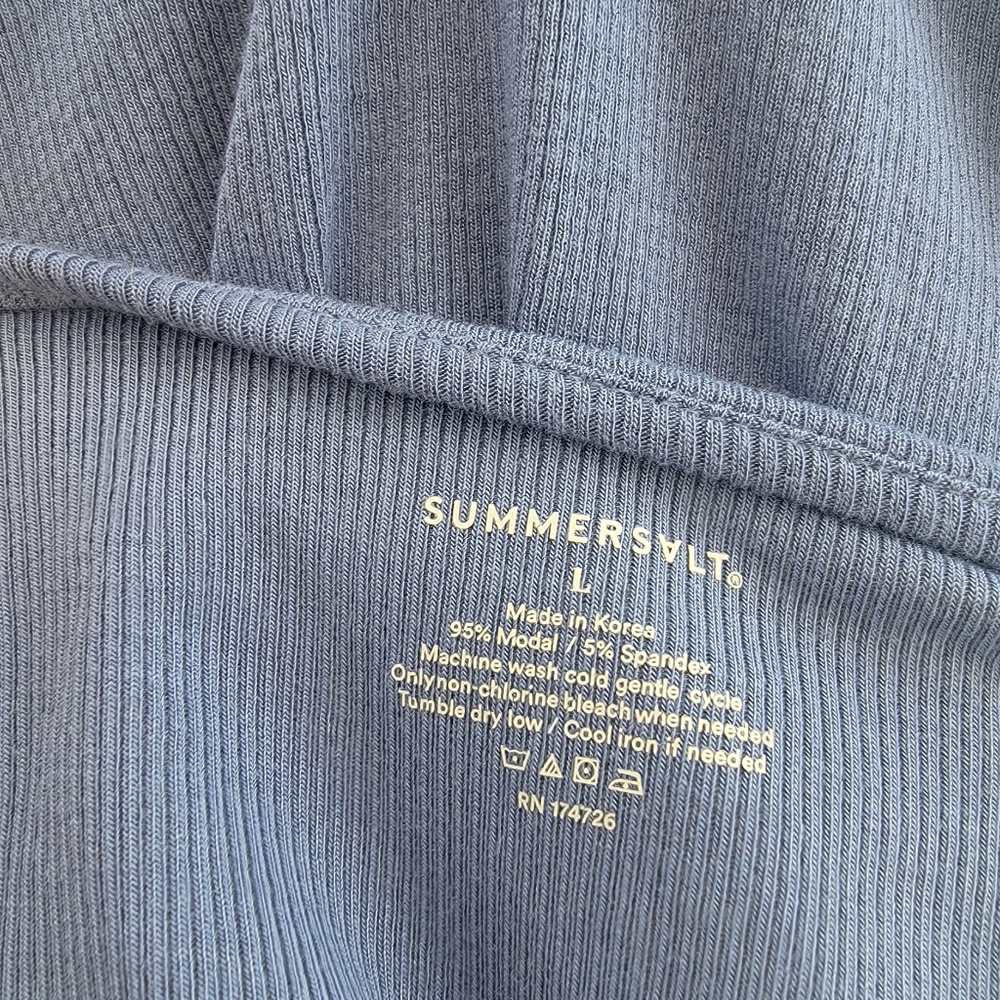 Summersalt Poplin Ribbed Tie Shoulder Blue Maxi Dress Size Large Minimalist - Picture 7 of 13